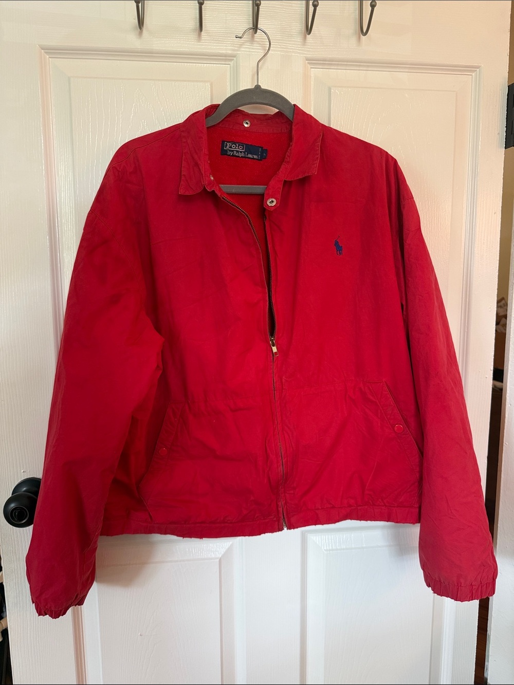 Vintage Polo by Ralph Lauren Red Harrington Jacket with Navy Pony